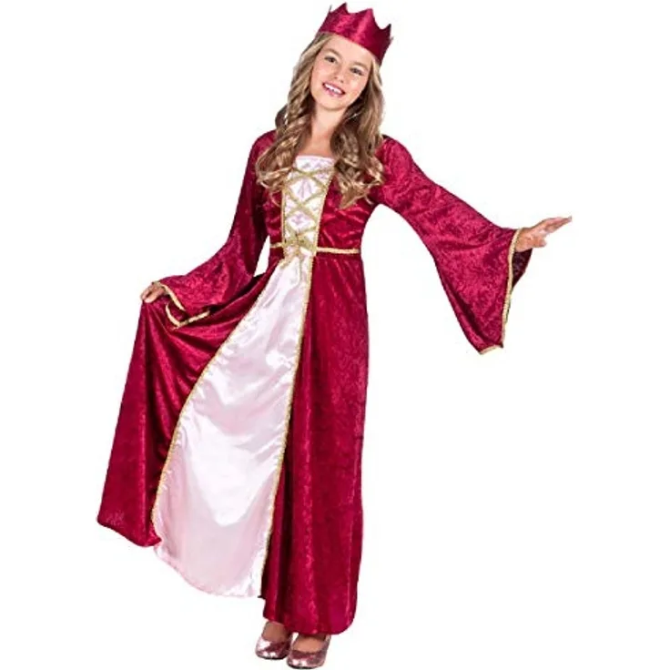 Boland 82144 - Kinderkostüm Renaissance Königin, für Mädchen zwischen 10 und 12 Jahren, ca. 140-160 cm, Kleid, Krone, Verkleidung, Prinzessin, Mittelalter, Mottoparty, Karneval