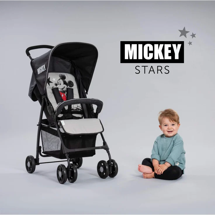 Hauck Disney Buggy Sport, Ultra Leicht - nur 5,9 kg, Klein Zusammenklappbar, Reisebuggy mit Liegefunktion, Sonnenverdeck, Großer Korb, Mickey Stars Grau Schwarz – Bild 7