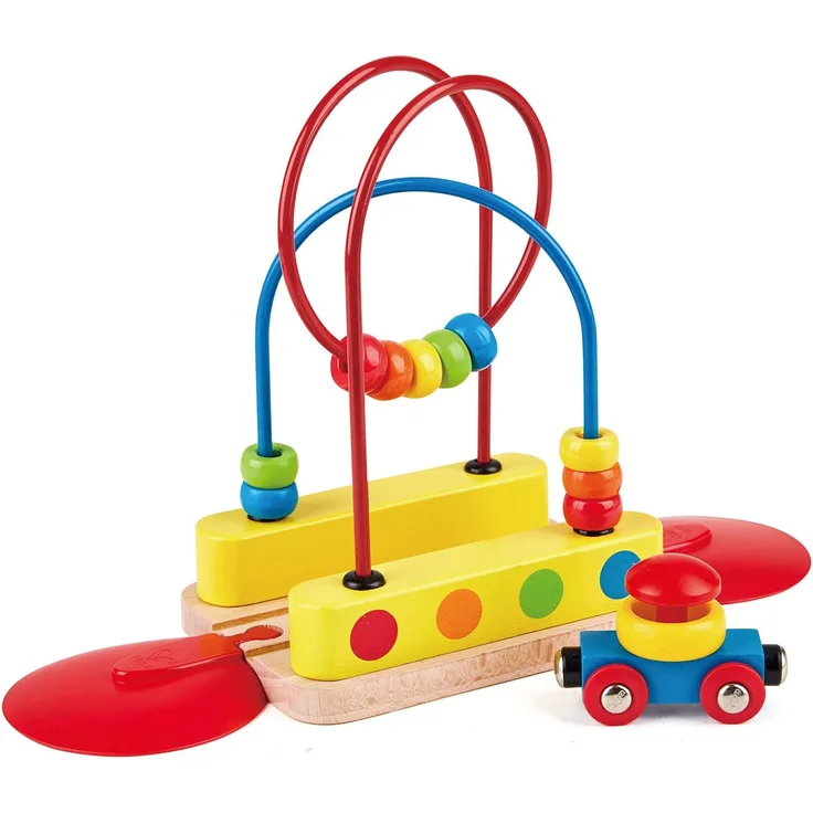 Hape E3811 Railway Spielzeug-Schienenelement mit Regenbogen-Perlenlabyrinth