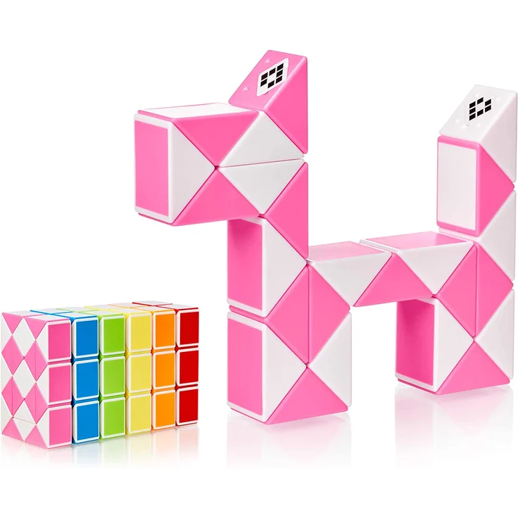 CUBIDI® Original Magic Snake - 24 Blöcke Rosa ⎥ Knobelspiele für Kinder und Erwachsene ⎥ ideal als Mitgebsel Kindergeburtstag, Kindergeburtstag Gastgeschenke oder kleine Geschenke für Kinder – Bild 1