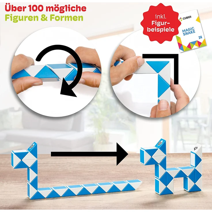 CUBIDI® Original Magic Snake - 24 Blöcke Rosa ⎥ Knobelspiele für Kinder und Erwachsene ⎥ ideal als Mitgebsel Kindergeburtstag, Kindergeburtstag Gastgeschenke oder kleine Geschenke für Kinder – Bild 4