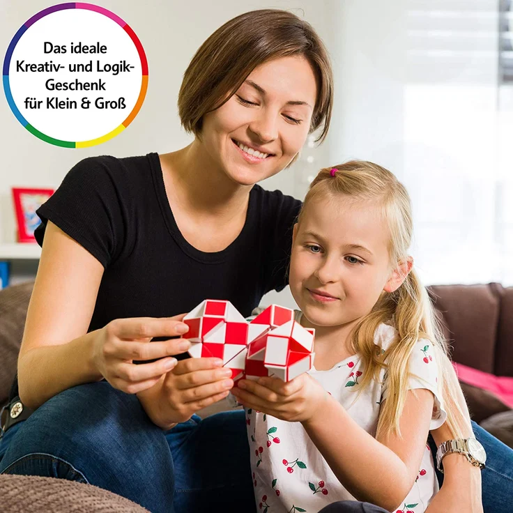 CUBIDI® Original Magic Snake - 24 Blöcke Rosa ⎥ Knobelspiele für Kinder und Erwachsene ⎥ ideal als Mitgebsel Kindergeburtstag, Kindergeburtstag Gastgeschenke oder kleine Geschenke für Kinder – Bild 9