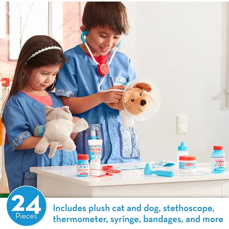 Melissa & Doug Kinderspielzeug Haustier-Tierarzt-Set | Rollenspiel Kinder Tierarzt Spielset für Mädchen & Jungen 3-6 | Hunde- und Katzen-Plüsch-Stofftier-Spielzeug für 3-jährige Mädchen Geschenke – Bild 2