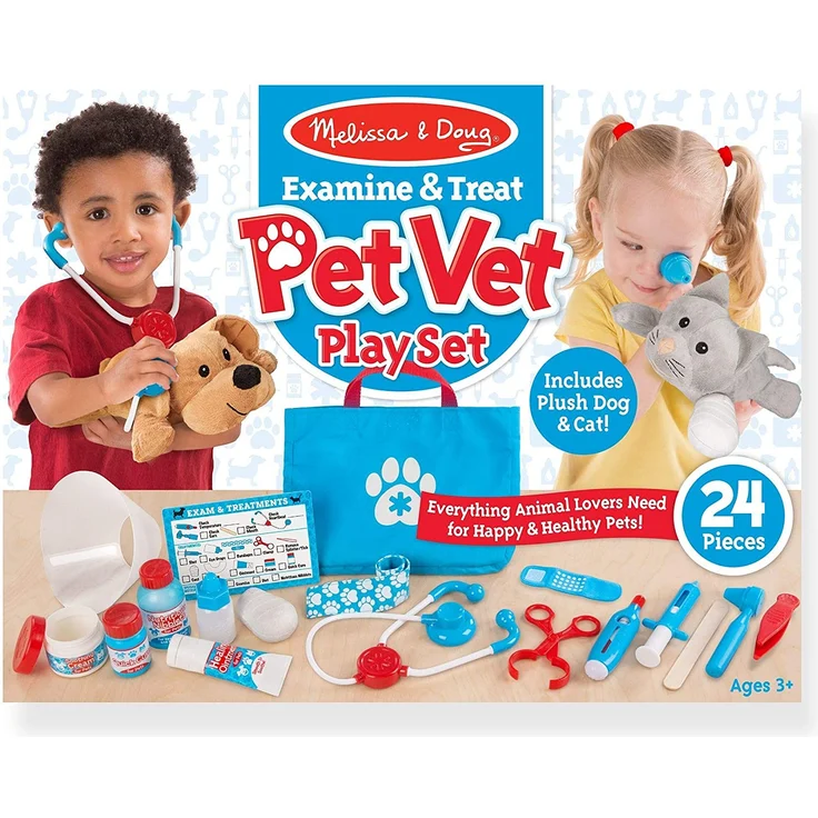 Melissa & Doug Kinderspielzeug Haustier-Tierarzt-Set | Rollenspiel Kinder Tierarzt Spielset für Mädchen & Jungen 3-6 | Hunde- und Katzen-Plüsch-Stofftier-Spielzeug für 3-jährige Mädchen Geschenke – Bild 9