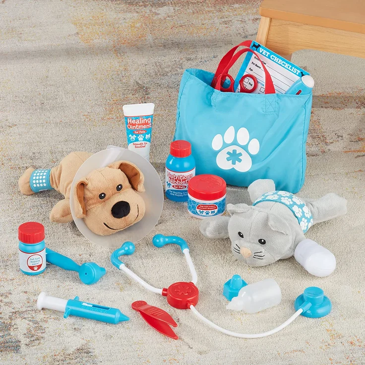 Melissa & Doug Kinderspielzeug Haustier-Tierarzt-Set | Rollenspiel Kinder Tierarzt Spielset für Mädchen & Jungen 3-6 | Hunde- und Katzen-Plüsch-Stofftier-Spielzeug für 3-jährige Mädchen Geschenke – Bild 4