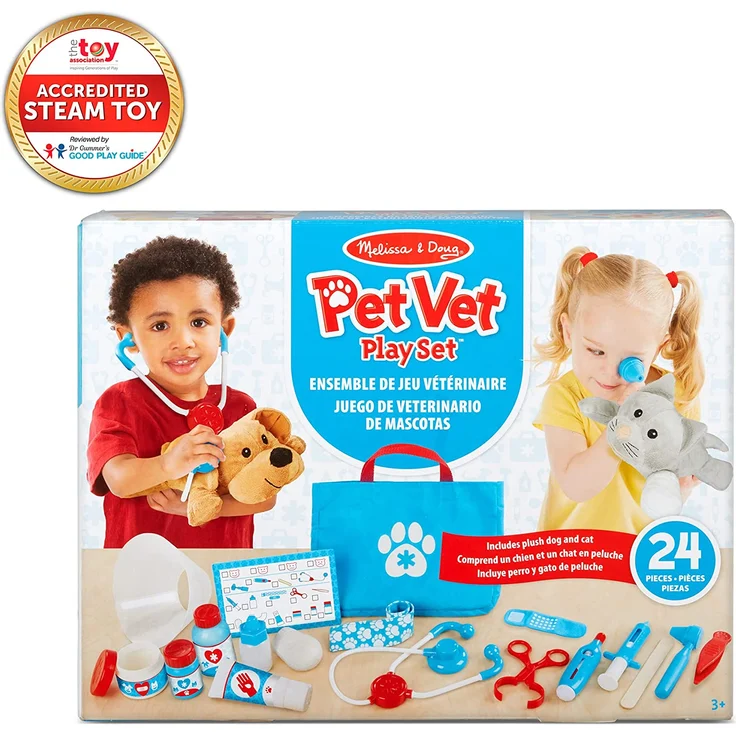 Melissa & Doug Kinderspielzeug Haustier-Tierarzt-Set | Rollenspiel Kinder Tierarzt Spielset für Mädchen & Jungen 3-6 | Hunde- und Katzen-Plüsch-Stofftier-Spielzeug für 3-jährige Mädchen Geschenke – Bild 5