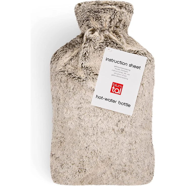 Blumtal Premium Wärmflasche mit Bezug in Kunstfelloptik - Wärmeflasche mit Kuschelweichem Fellbezug zur Schmerzlinderung, Auslaufsichere Bettflasche aus Naturkautschuk für Kinder und Erwachsene, Braun – Bild 3