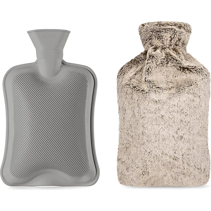Blumtal Premium Wärmflasche mit Bezug in Kunstfelloptik - Wärmeflasche mit Kuschelweichem Fellbezug zur Schmerzlinderung, Auslaufsichere Bettflasche aus Naturkautschuk für Kinder und Erwachsene, Braun – Bild 6