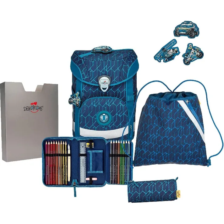 DerDieDas ErgoFlex Easy Schulranzenset 5-teilig Blue Speed