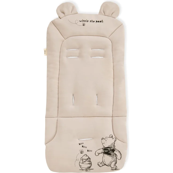 Hauck Universal Sitzauflage für Buggys, Kinderwagen, Fahrradanhänger, Baumwolle, Atmungsaktiv, Weich, Einfache Befestigung ,Sommer & Winter, Winnie the Pooh Beige – Bild 1