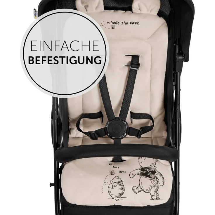 Hauck Universal Sitzauflage für Buggys, Kinderwagen, Fahrradanhänger, Baumwolle, Atmungsaktiv, Weich, Einfache Befestigung ,Sommer & Winter, Winnie the Pooh Beige – Bild 3