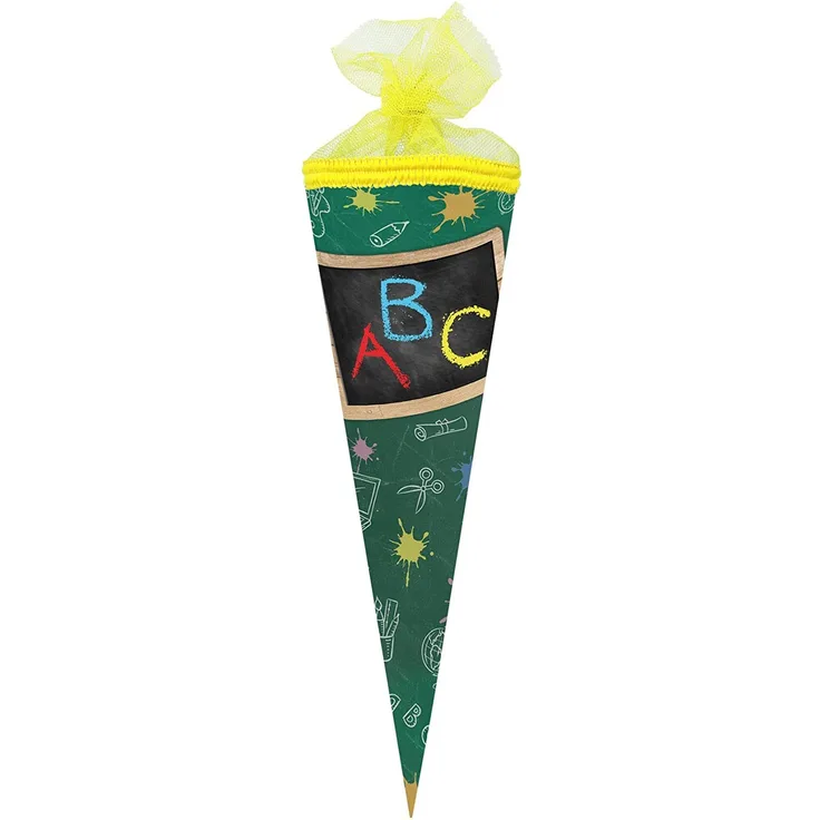 Nestler Schultüte 35cm Rund Schulanfang Tafel Zuckertüte Einschulung Tüll-Verschluss