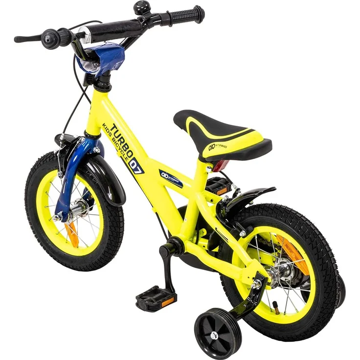 Kinderfahrrad Turbo 12 Zoll Kinder Fahrrad mit Stützräder gelb blau ab 2 Jahre – Bild 9