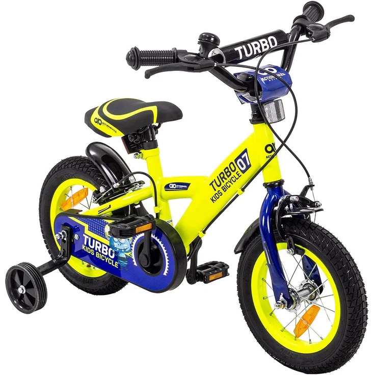 Kinderfahrrad Turbo 12 Zoll Kinder Fahrrad mit Stützräder gelb blau ab 2 Jahre – Bild 1