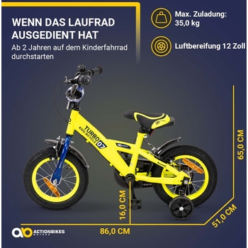 12 Zoll Kinderfahrrad Fr Jungs  Rot/Gelb/Blau  Mit Sttzrdern   Stahlrahmen  80-105 Cm
