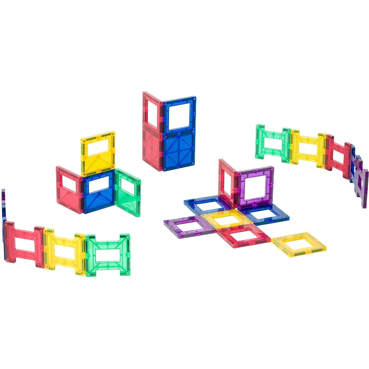 Playmags 48 Stück Set - mit stärkeren Magneten, STEM Spielzeug für Kinder, magnetische Fliesen und Building Blocks, Robuste, Super Durable mit Vivid Clear-Color-Fliesen – Bild 2