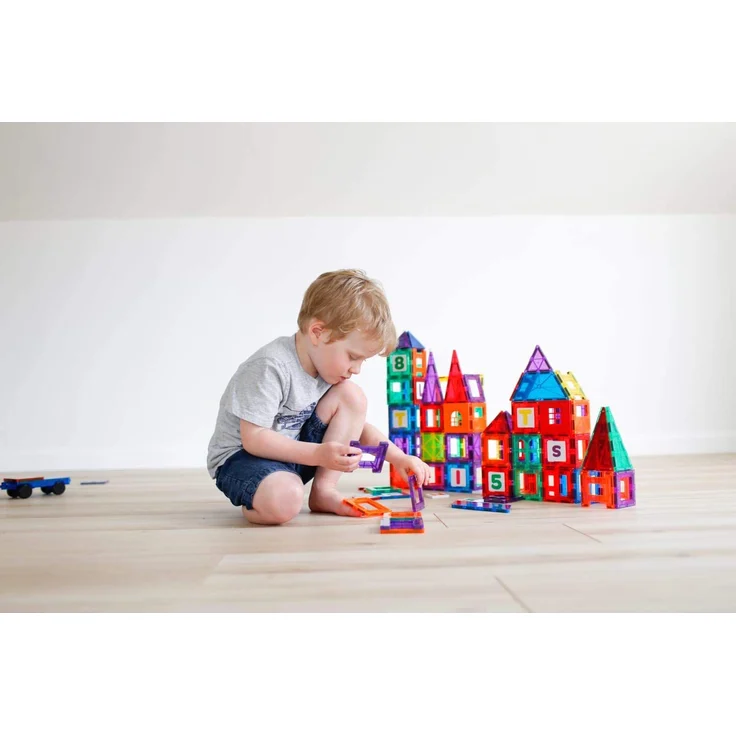 Playmags 48 Stück Set - mit stärkeren Magneten, STEM Spielzeug für Kinder, magnetische Fliesen und Building Blocks, Robuste, Super Durable mit Vivid Clear-Color-Fliesen – Bild 7