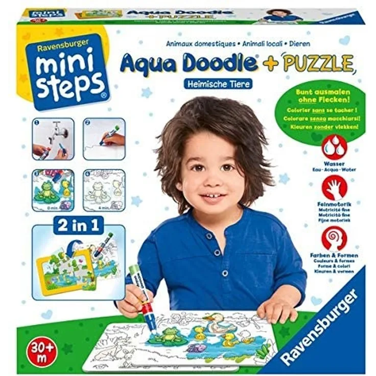 Ravensburger ministeps 04557 - Aqua Doodle® Puzzle: Heimische Tiere