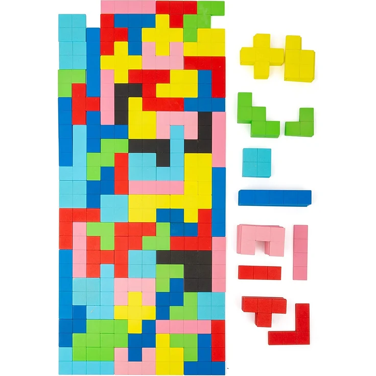 Small Foot 11403 Holzpuzzle, 114-teiliges Spielset, Lernspiel mit allgemeinen geometrischen Mustern, ab 3 Jahren Spielzeug, Mehrfarbig – Bild 2