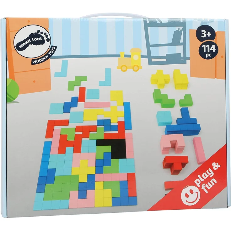Small Foot 11403 Holzpuzzle, 114-teiliges Spielset, Lernspiel mit allgemeinen geometrischen Mustern, ab 3 Jahren Spielzeug, Mehrfarbig – Bild 5