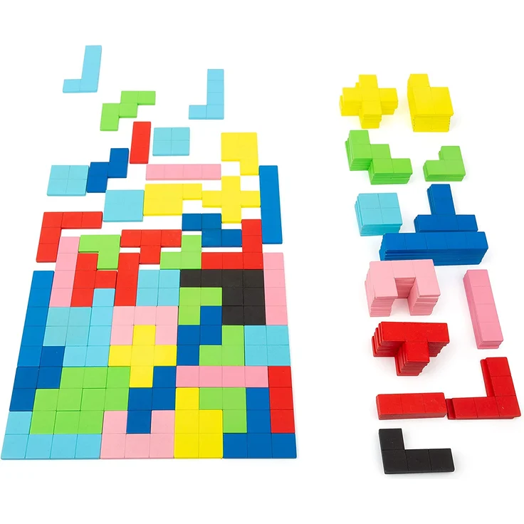 Small Foot 11403 Holzpuzzle, 114-teiliges Spielset, Lernspiel mit allgemeinen geometrischen Mustern, ab 3 Jahren Spielzeug, Mehrfarbig – Bild 3