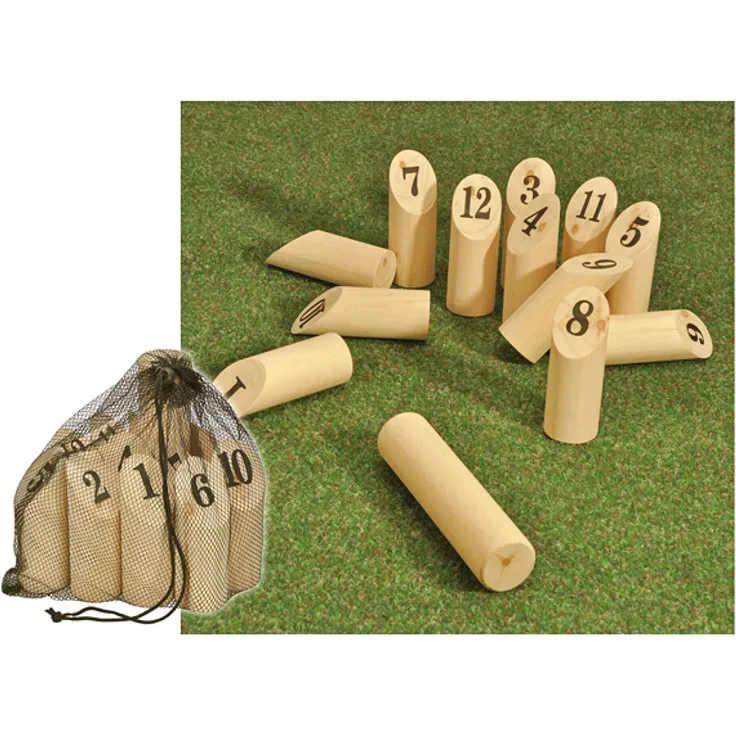 Finn Kubb Wurfspiel Holzspielzeug 12 Spielblöcke 1 Wurfstock 3-6 Personen Party