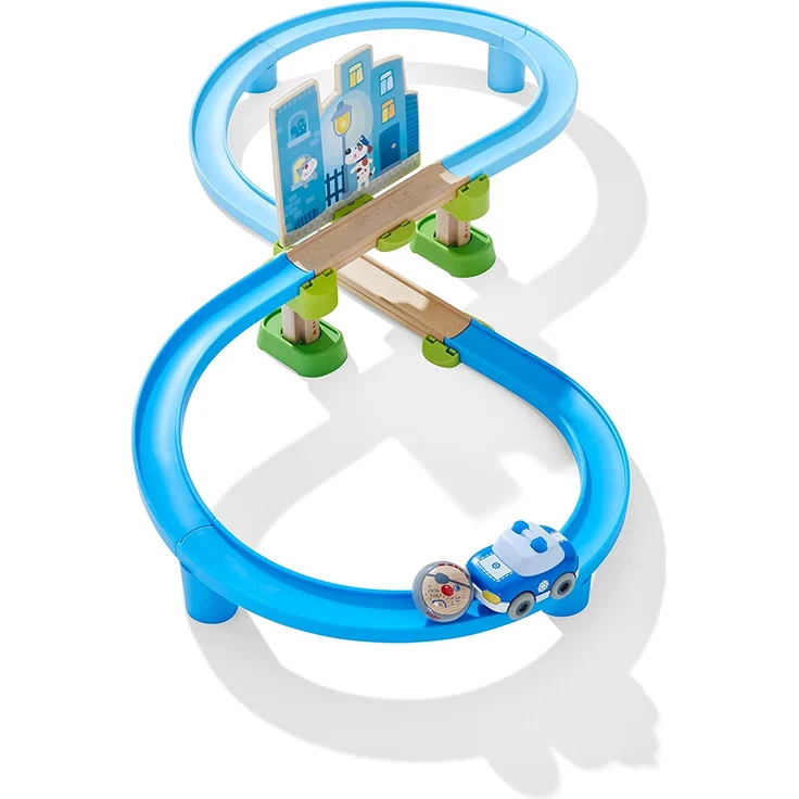 HABA 303739 - Kullerbü – Spielbahn Polizei-Verfolgungsjagd | Holzkugelbahn und Motorikspielzeug von 2-8 Jahren | Mit Polizeiauto und Charakterkugel Rudi Räuber – Bild 3