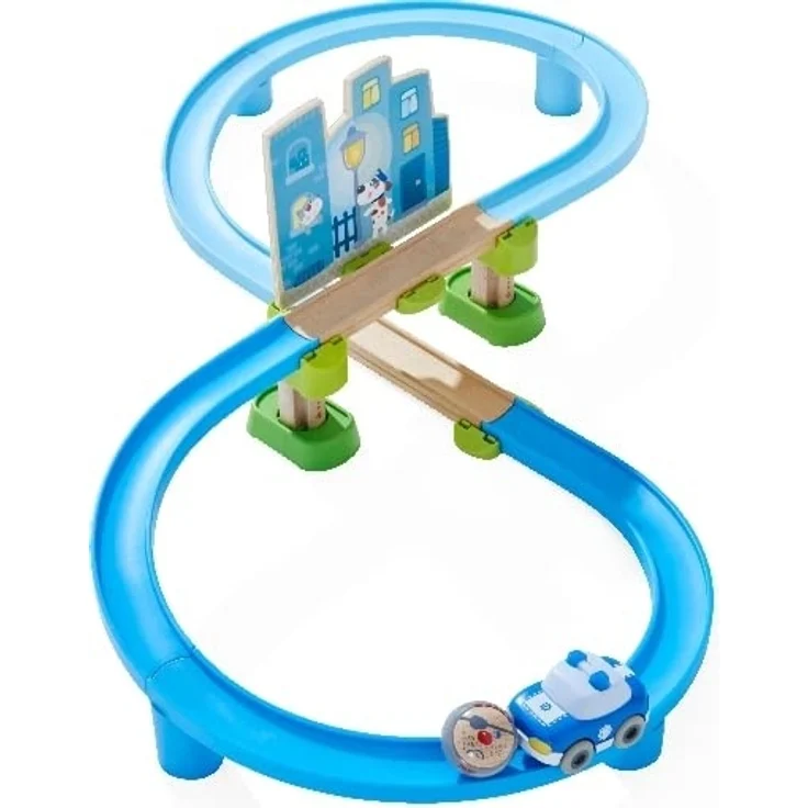 HABA 303739 - Kullerbü – Spielbahn Polizei-Verfolgungsjagd | Holzkugelbahn und Motorikspielzeug von 2-8 Jahren | Mit Polizeiauto und Charakterkugel Rudi Räuber – Bild 10
