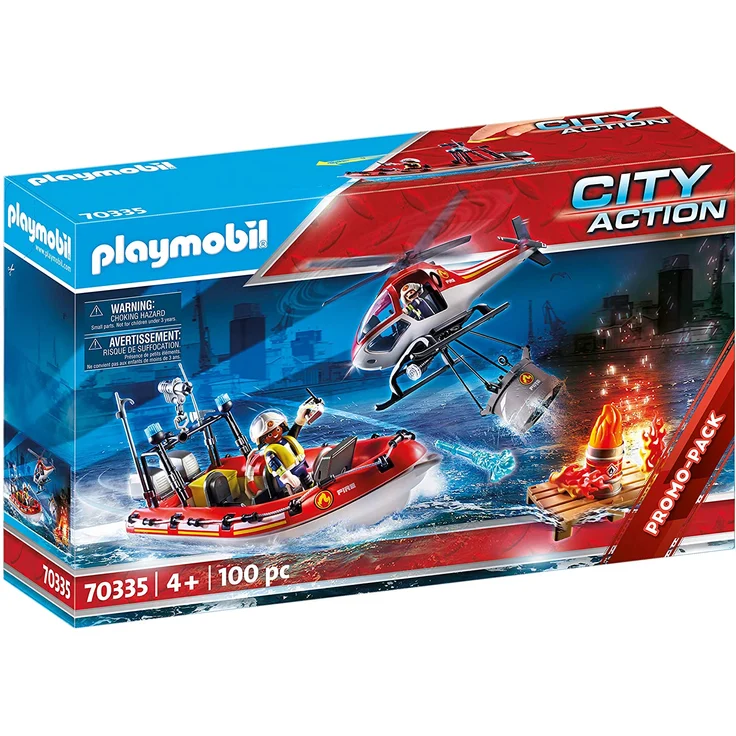 PLAYMOBIL City Action 70335 - Feuerwehreinsatz mit Heli und Boot, ab 4 Jahren – Bild 1