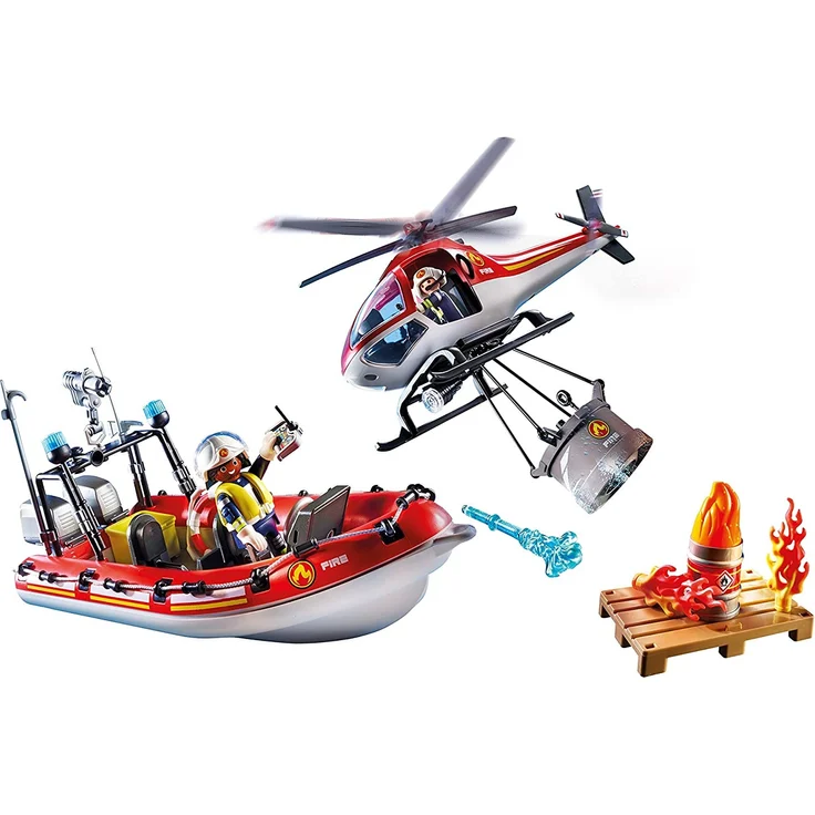 PLAYMOBIL City Action 70335 - Feuerwehreinsatz mit Heli und Boot, ab 4 Jahren – Bild 3