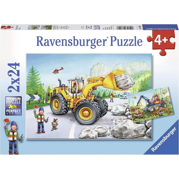 Ravensburger Kinder Puzzle 2 x 24 Teile Bagger und Waldtraktor
