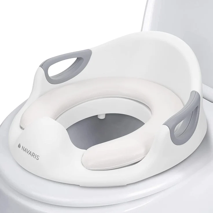 Navaris Kinder Toilettensitz WC Aufsatz - 12 Monate bis 7 Jahre - Baby Sitz Anti-Rutsch Polster Kloaufsatz - Griff und Spritzschutz - Toilettentrainer – Bild 1