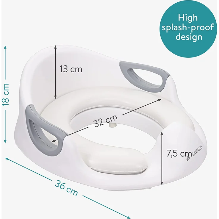 Navaris Kinder Toilettensitz WC Aufsatz - 12 Monate bis 7 Jahre - Baby Sitz Anti-Rutsch Polster Kloaufsatz - Griff und Spritzschutz - Toilettentrainer – Bild 6