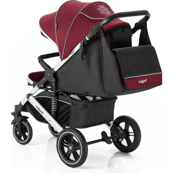Daliya® Rapidy Buggy / Kinderwagen 0-36 Monate / Sportwagen mit Liegeposition / Wickeltasche, Winterfußsack, Ess- & Spieltisch und mehr Linen Rot – Silber – Bild 7