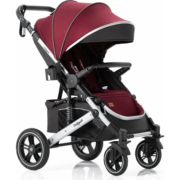 Daliya® Rapidy Buggy / Kinderwagen 0-36 Monate / Sportwagen mit Liegeposition / Wickeltasche, Winterfußsack, Ess- & Spieltisch und mehr Linen Rot – Silber – Bild 3