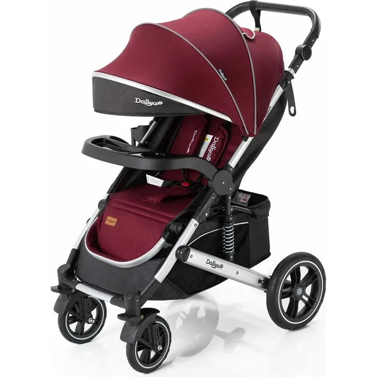 Daliya® Rapidy Buggy / Kinderwagen 0-36 Monate / Sportwagen mit Liegeposition / Wickeltasche, Winterfußsack, Ess- & Spieltisch und mehr Linen Rot – Silber – Bild 9