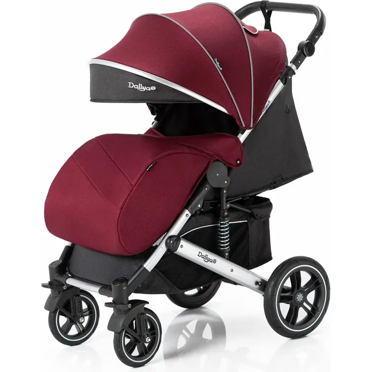 Daliya® Rapidy Buggy / Kinderwagen 0-36 Monate / Sportwagen mit Liegeposition / Wickeltasche, Winterfußsack, Ess- & Spieltisch und mehr Linen Rot – Silber – Bild 4