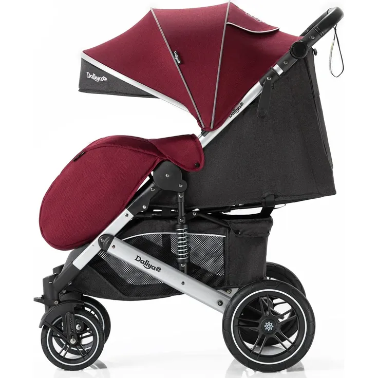 Daliya® Rapidy Buggy / Kinderwagen 0-36 Monate / Sportwagen mit Liegeposition / Wickeltasche, Winterfußsack, Ess- & Spieltisch und mehr Linen Rot – Silber – Bild 5