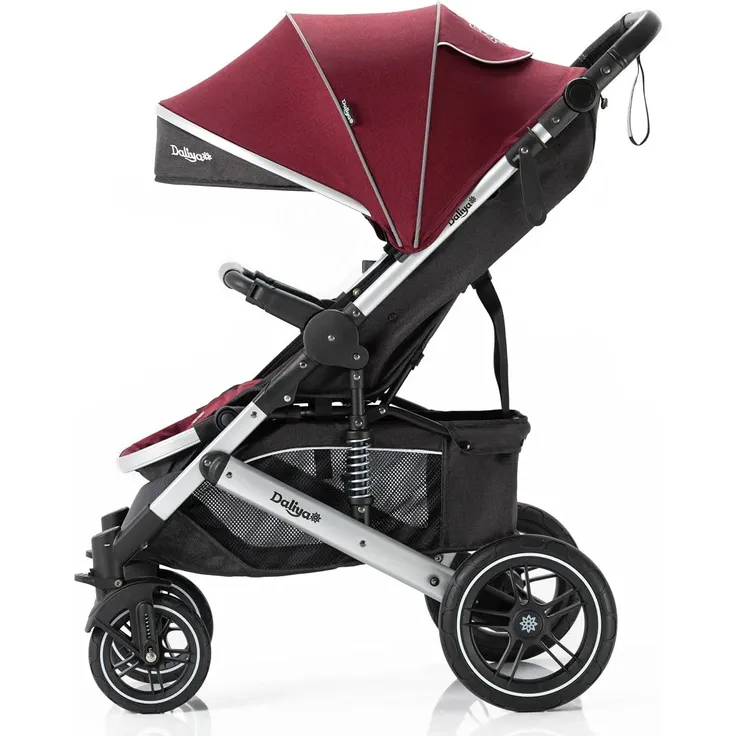 Daliya® Rapidy Buggy / Kinderwagen 0-36 Monate / Sportwagen mit Liegeposition / Wickeltasche, Winterfußsack, Ess- & Spieltisch und mehr Linen Rot – Silber – Bild 2