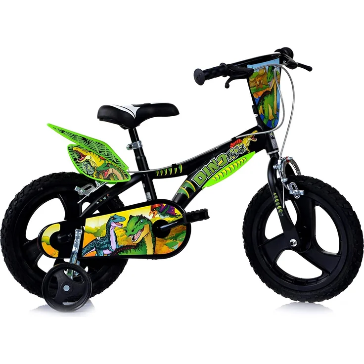 DINO BIKES Jungenfahrrad Kinderfahrrad Dinosaurier schwarz-grün 16 Zoll – Bild 1