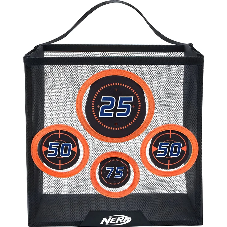 Nerf Elite tragbare Übungszielscheibe 11506 Zielscheibe aus Netz zum Auffangen der Nerf Darts mit Griff zum Transportieren, trainiere deine Treffsicherheit