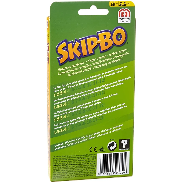 Mattel Games 52370 Skip-Bo Kartenspiel und Familienspiel geeignet für 2 - 6 Spieler, Spiel ab 7 Jahren – Bild 2