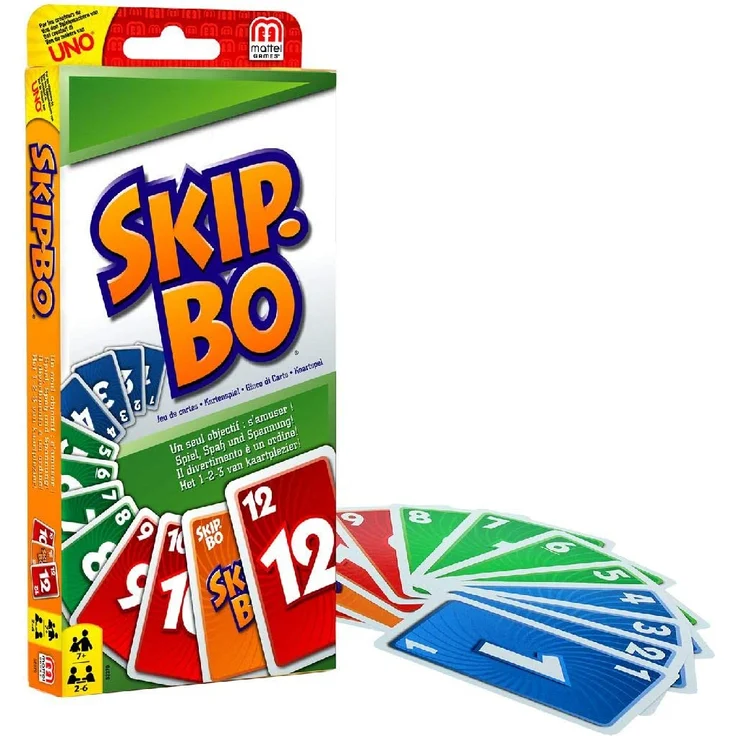 Mattel Games 52370 Skip-Bo Kartenspiel und Familienspiel geeignet für 2 - 6 Spieler, Spiel ab 7 Jahren – Bild 1