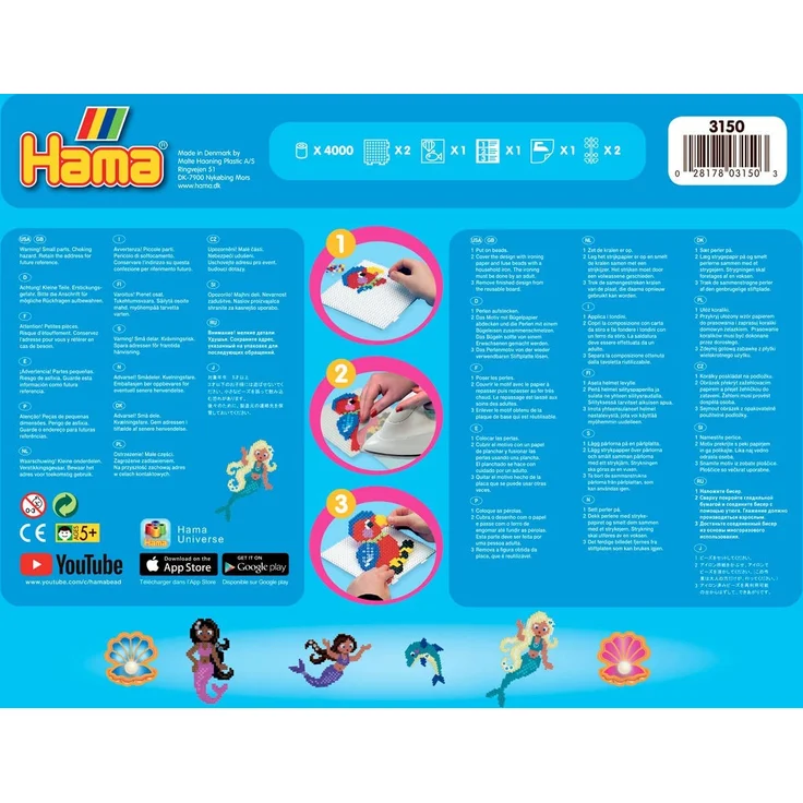 Hama Perlen 3150 Mermaids Gift Box Geschenkpackung Meerjungfrauen, Bügelperlen Midi, ca. 4000 Stück inklusive Stiftplatten und Zubehör, bunt, Einheitsgröße – Bild 2