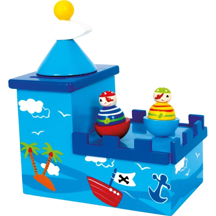 Small foot 5819 - Spieluhr & Spardose Piraten 2in1, Melodie: Merrily we roll along, Holz, 16x10x19cm – Bild 1