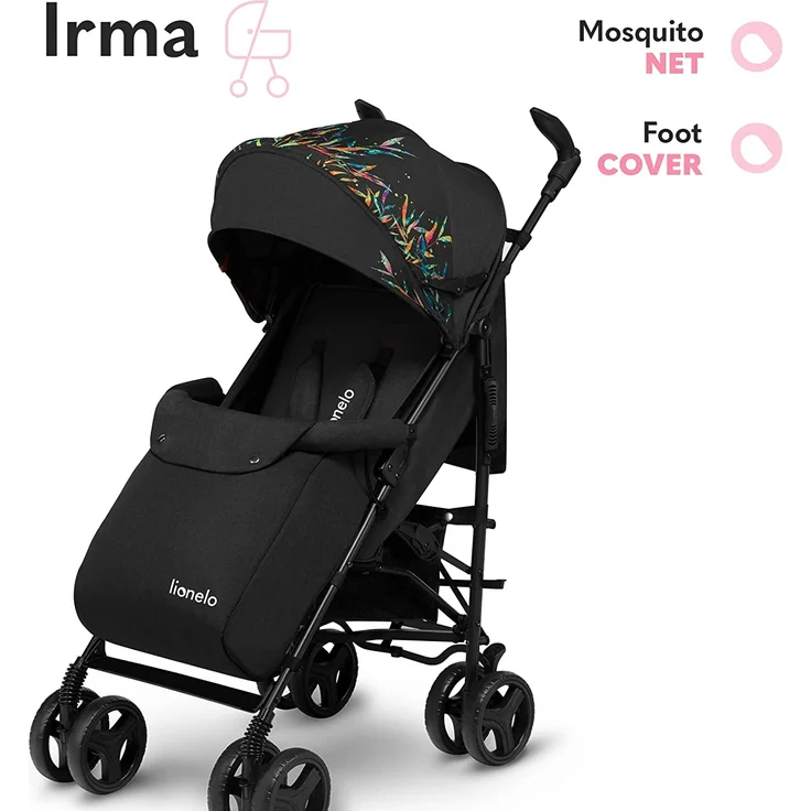 LIONELO Irma Kinderwagen bis 15 kg, Kinderwagen, leichter moderner Kinderwagen mit Liegefunktion, faltbar, große 6-Zoll-Räder, großer Korb, Tasche, Moskitonetz – Bild 8