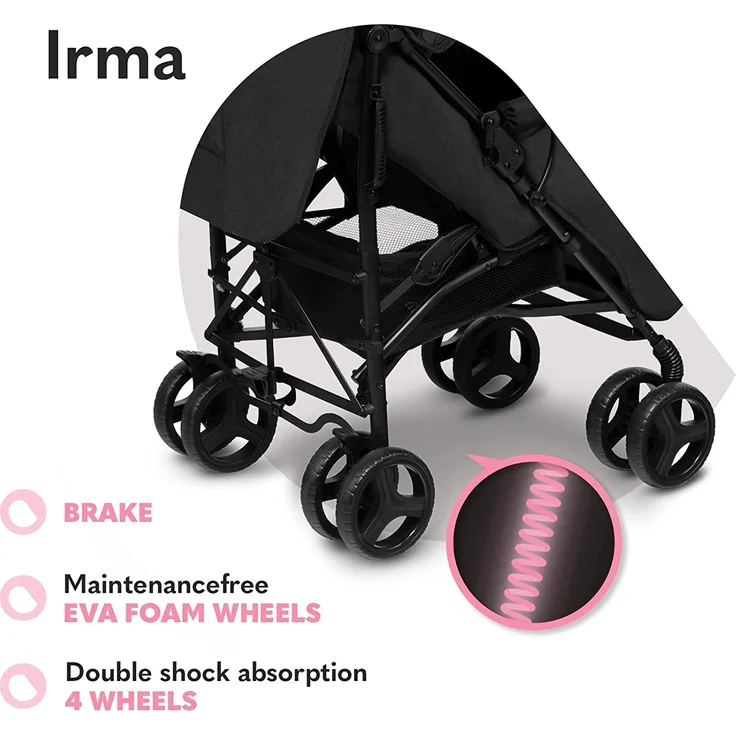 LIONELO Irma Kinderwagen bis 15 kg, Kinderwagen, leichter moderner Kinderwagen mit Liegefunktion, faltbar, große 6-Zoll-Räder, großer Korb, Tasche, Moskitonetz – Bild 7