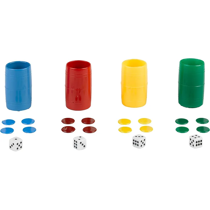 Falomir – Komplettes Set von 4 Kunststoff-Würfelbecher (27932)
