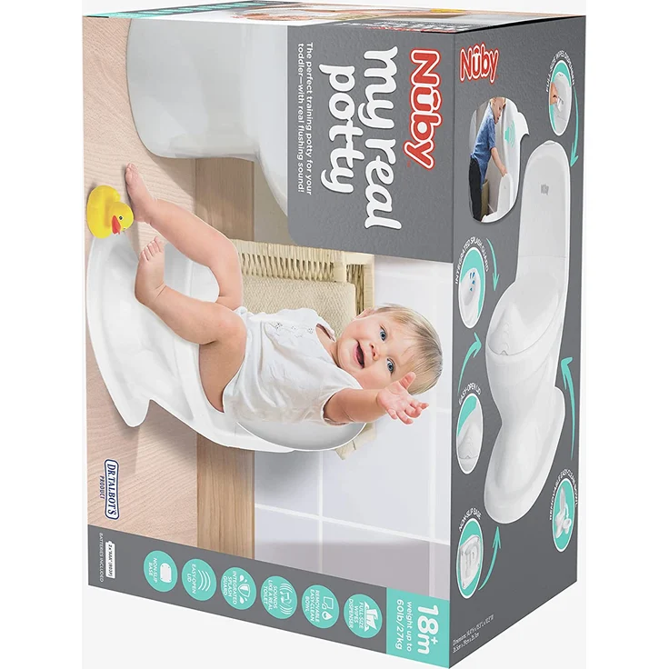 Nuby Dr. Talbot's - My Real Potty - Kinder Töpfchen mit Spülgeräusch - Toilettentrainer für Kinder - mit echtem Sound und Batterien sind im Lieferumfang enthalten - Toilette Weiß - 18+ Monate – Bild 14