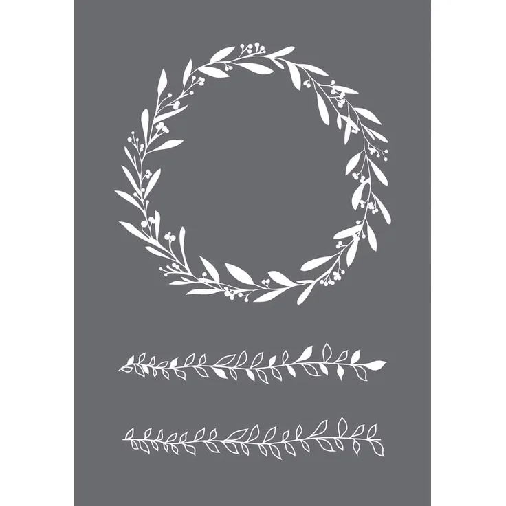 Rayher 45104000 Schablone Blätterranken, Format DIN A5, mit Rakel, Siebdruck-Schablone, Malschablone, selbstklebend